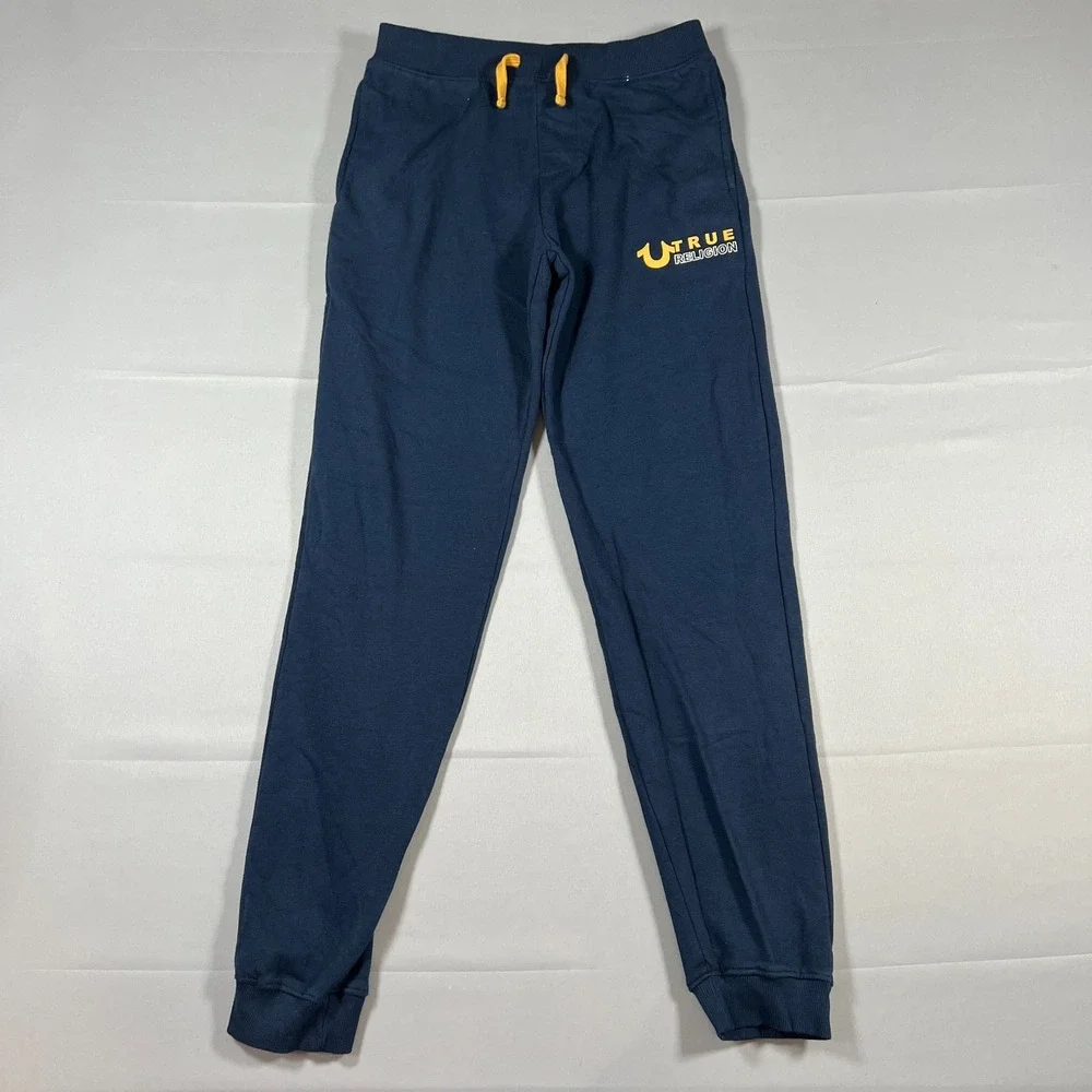 True Religion‎ Jogger Pants Mens XL Navy Cotton Athletic Gym Workout Drawstring